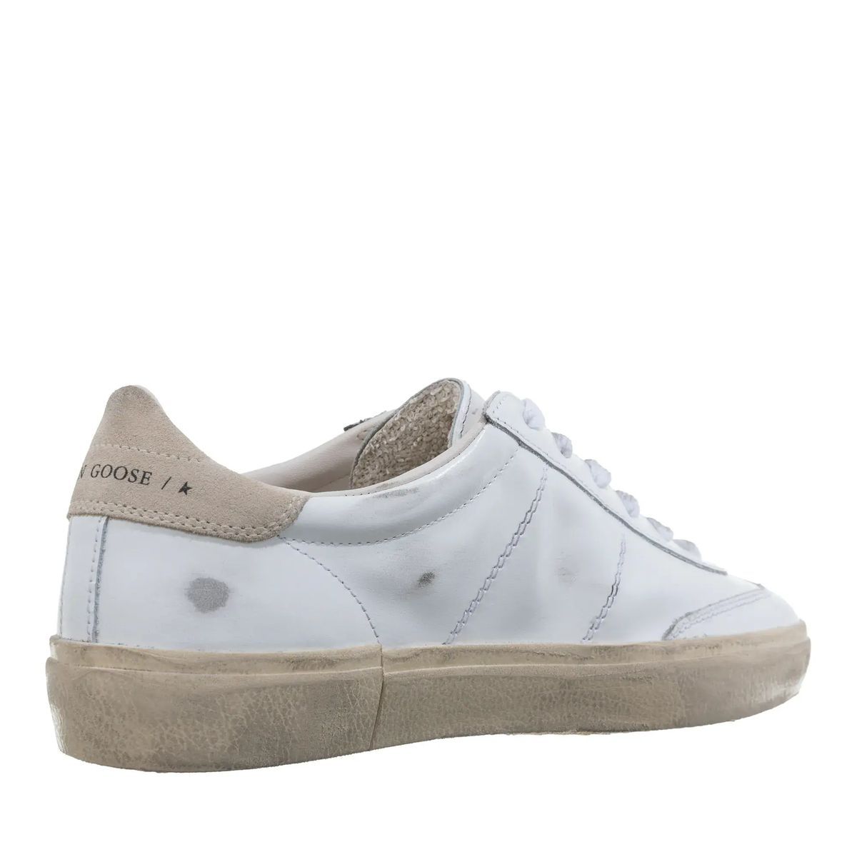 Weiße Leder-Court-Sneakers mit niedrigem Schaft