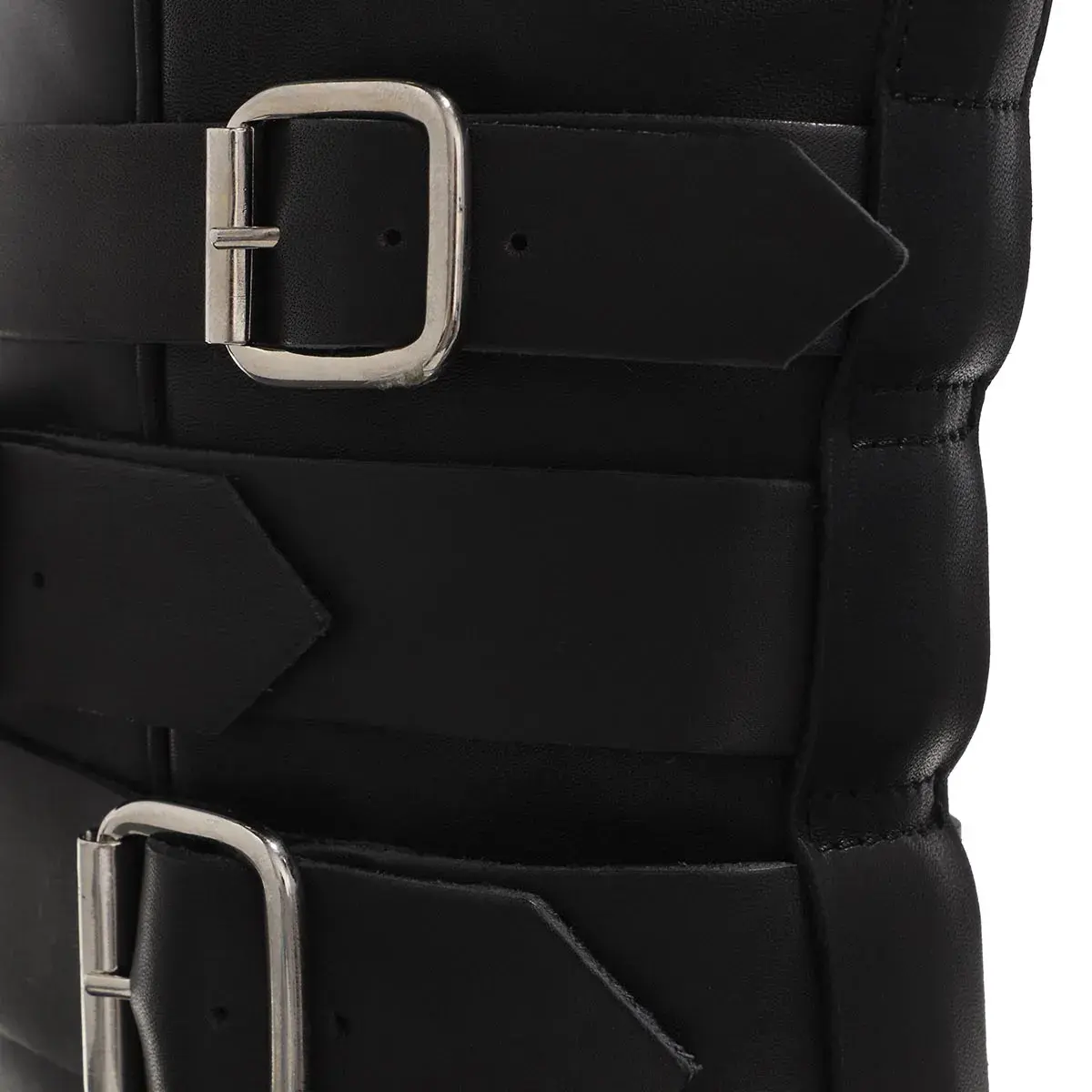 Schwarze Kniehohe Biker Stiefel mit Schnallen