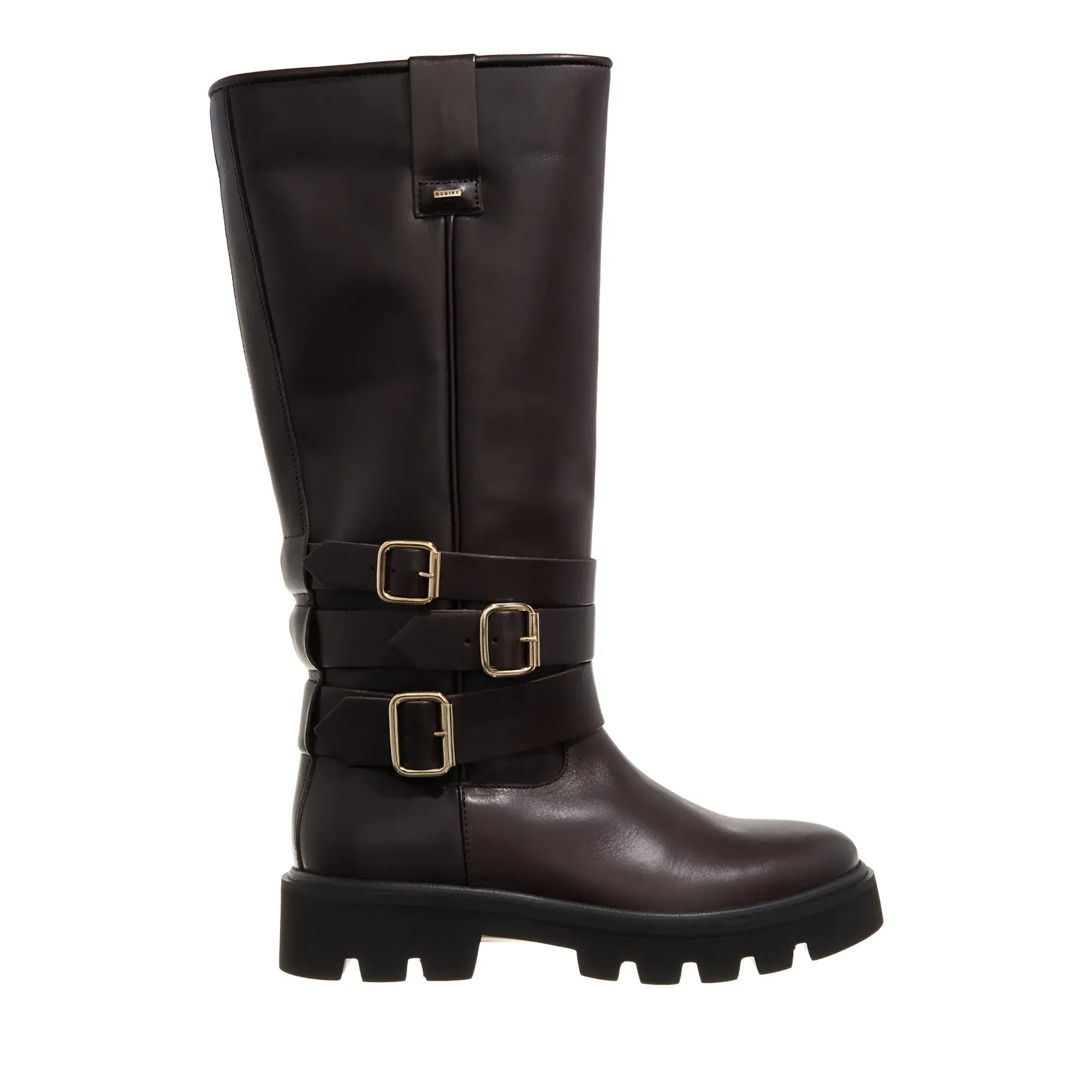 Lederhohe Stiefel mit Schnallen