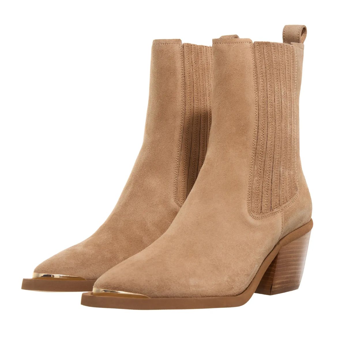 Wildleder-Stiefelette mit goldenem Detail