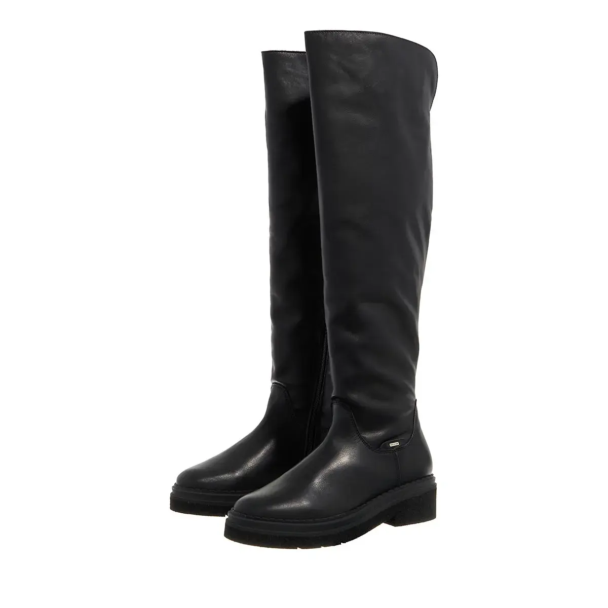 Schwarze Overknee-Plateau-Stiefel