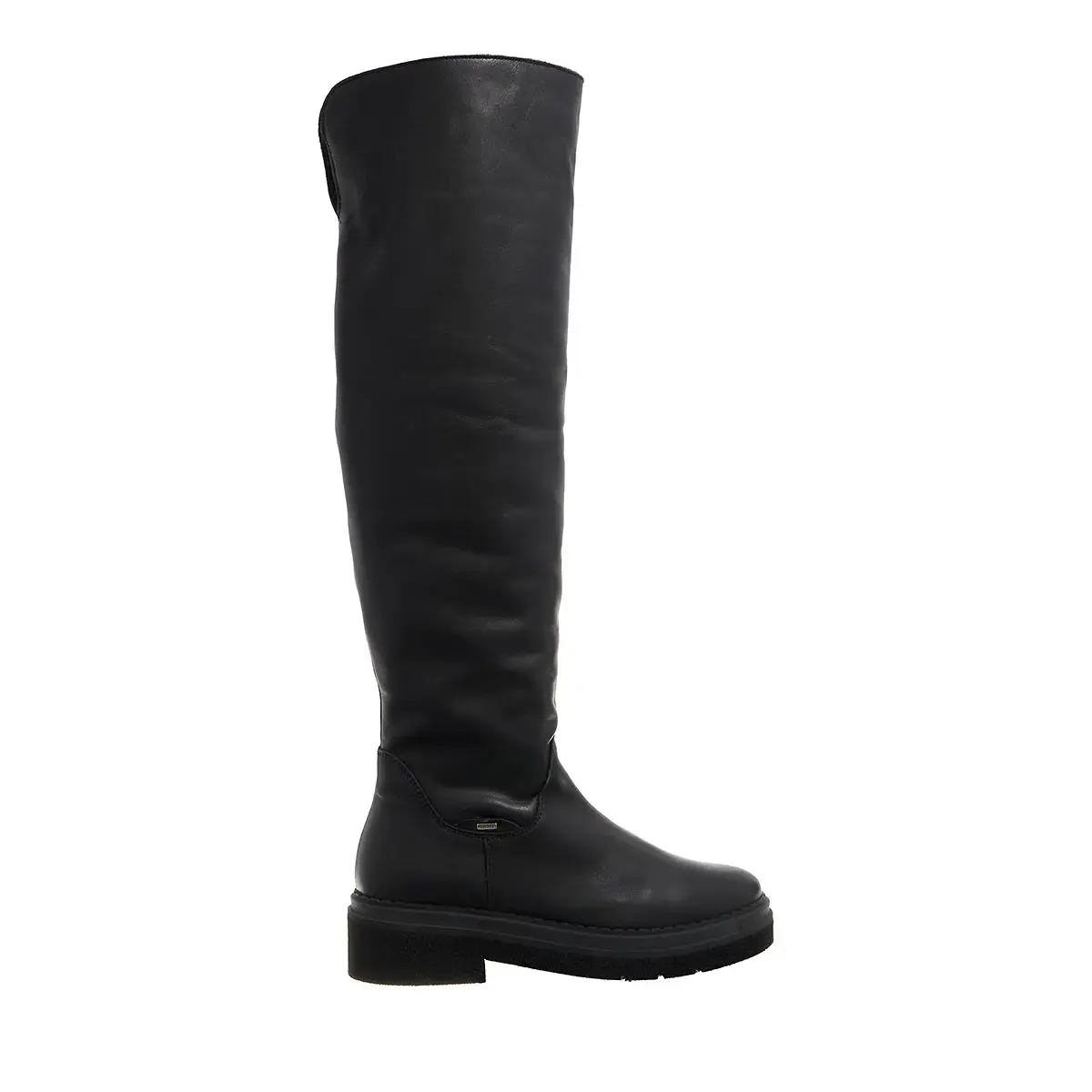 Schwarze Overknee-Plateau-Stiefel