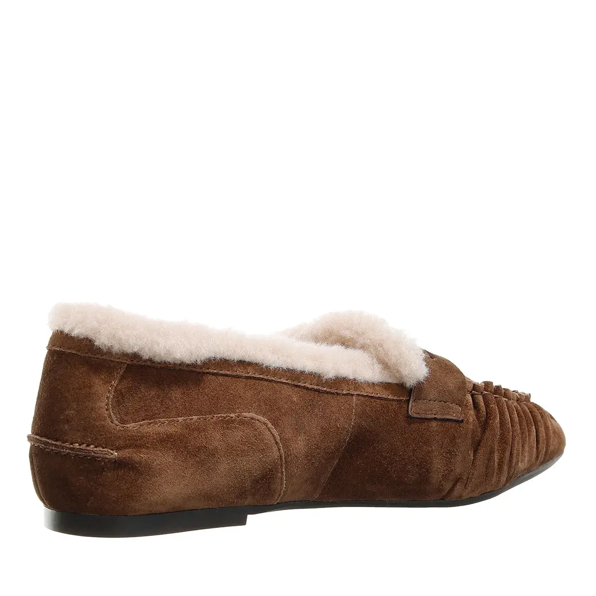 Brauner Wildlederloafer mit Futter aus Fell