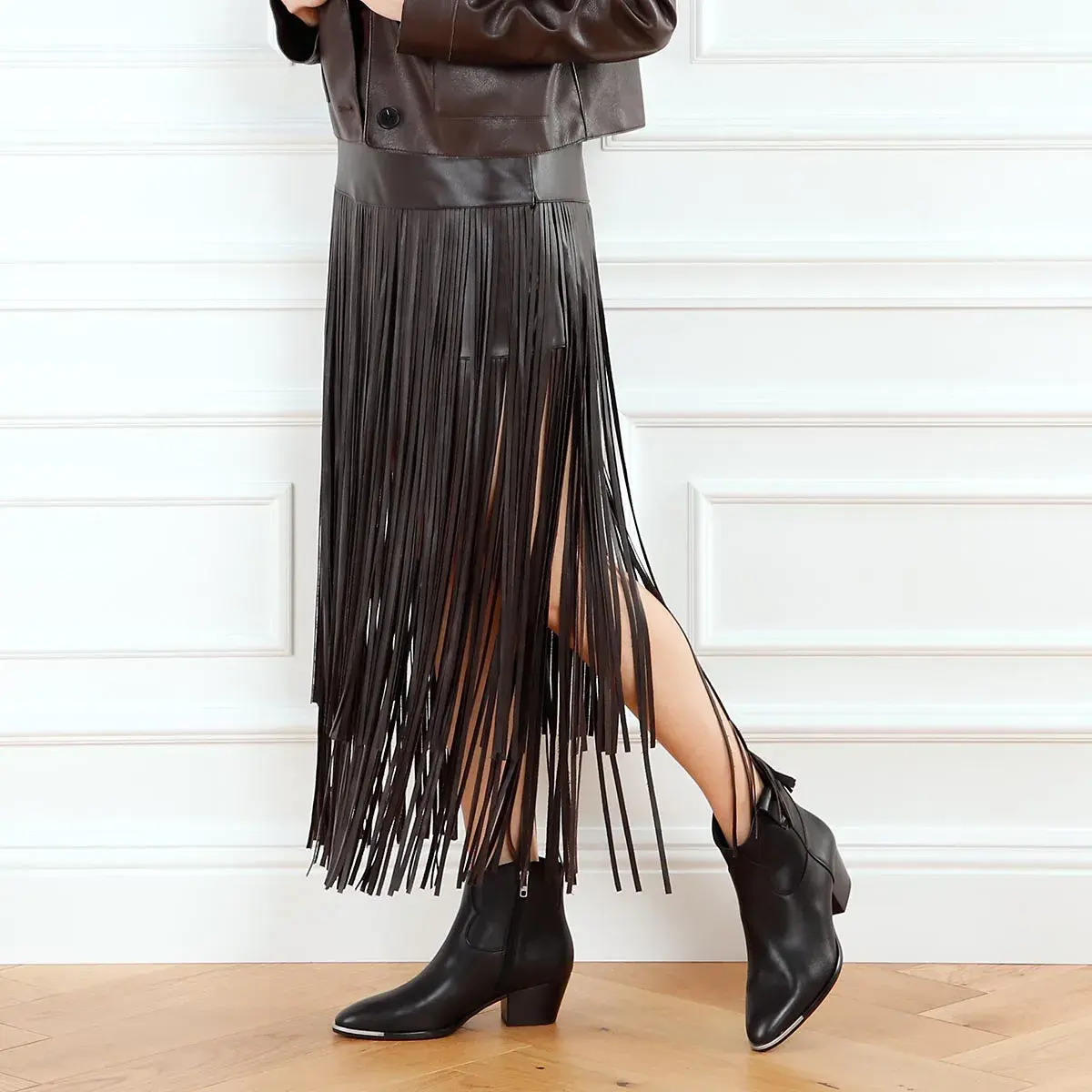 Schwarze Western-Stiefeletten aus Leder