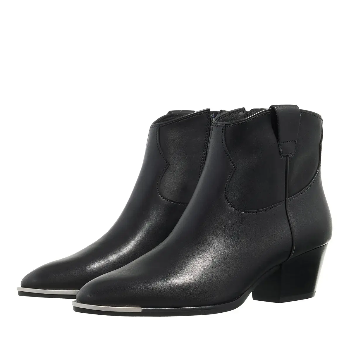 Schwarze Western-Stiefeletten aus Leder