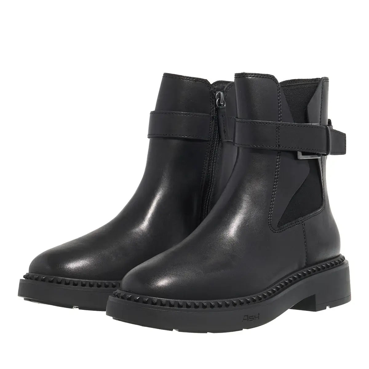 Schnallen-Stiefeletten aus Leder