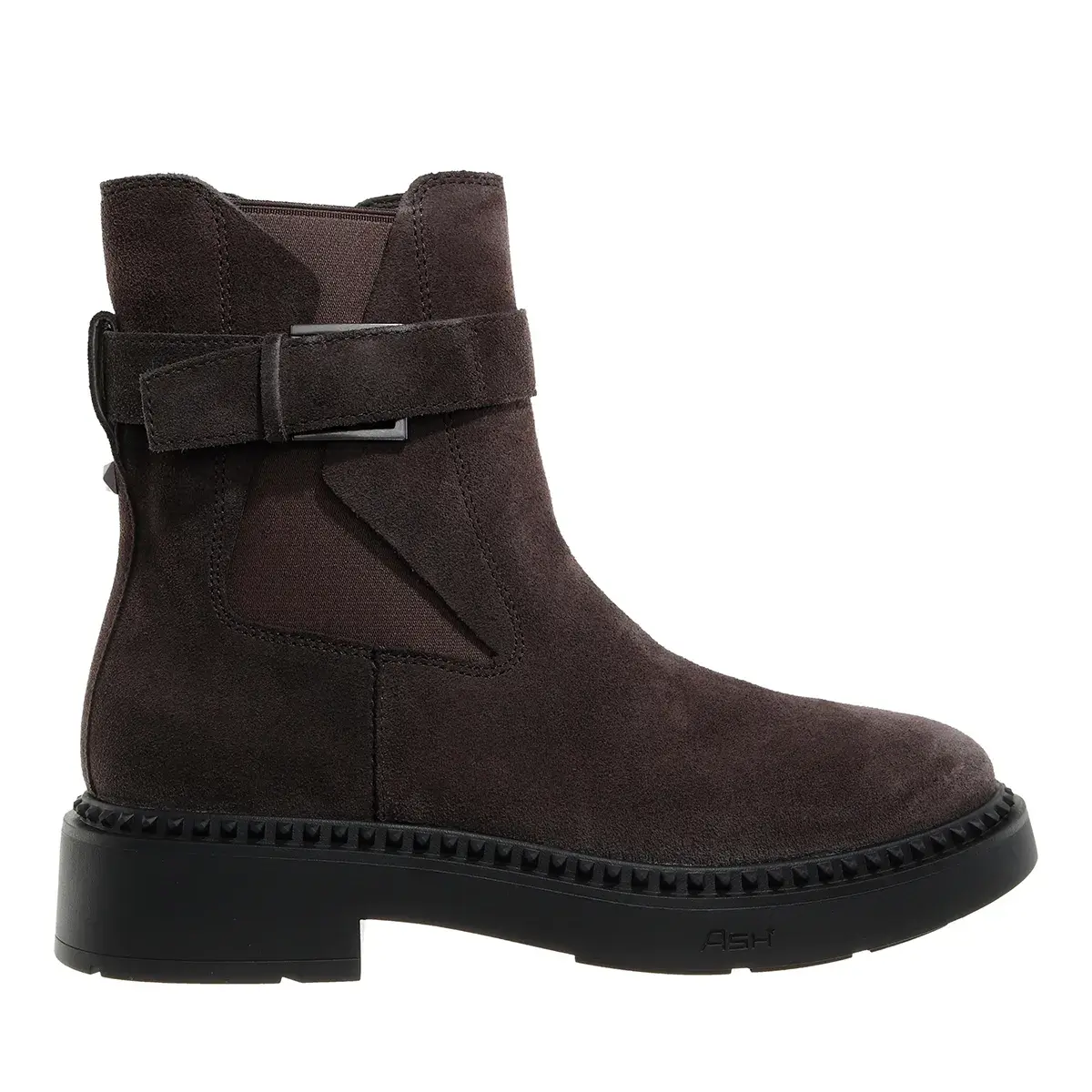 Braune Wildleder-Stiefeletten mit Schnalle