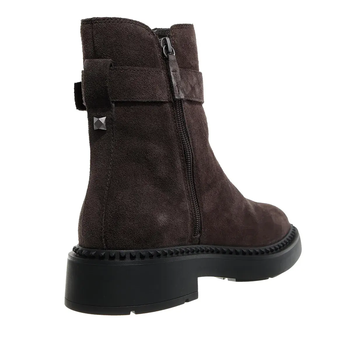 Braune Wildleder-Stiefeletten mit Schnalle