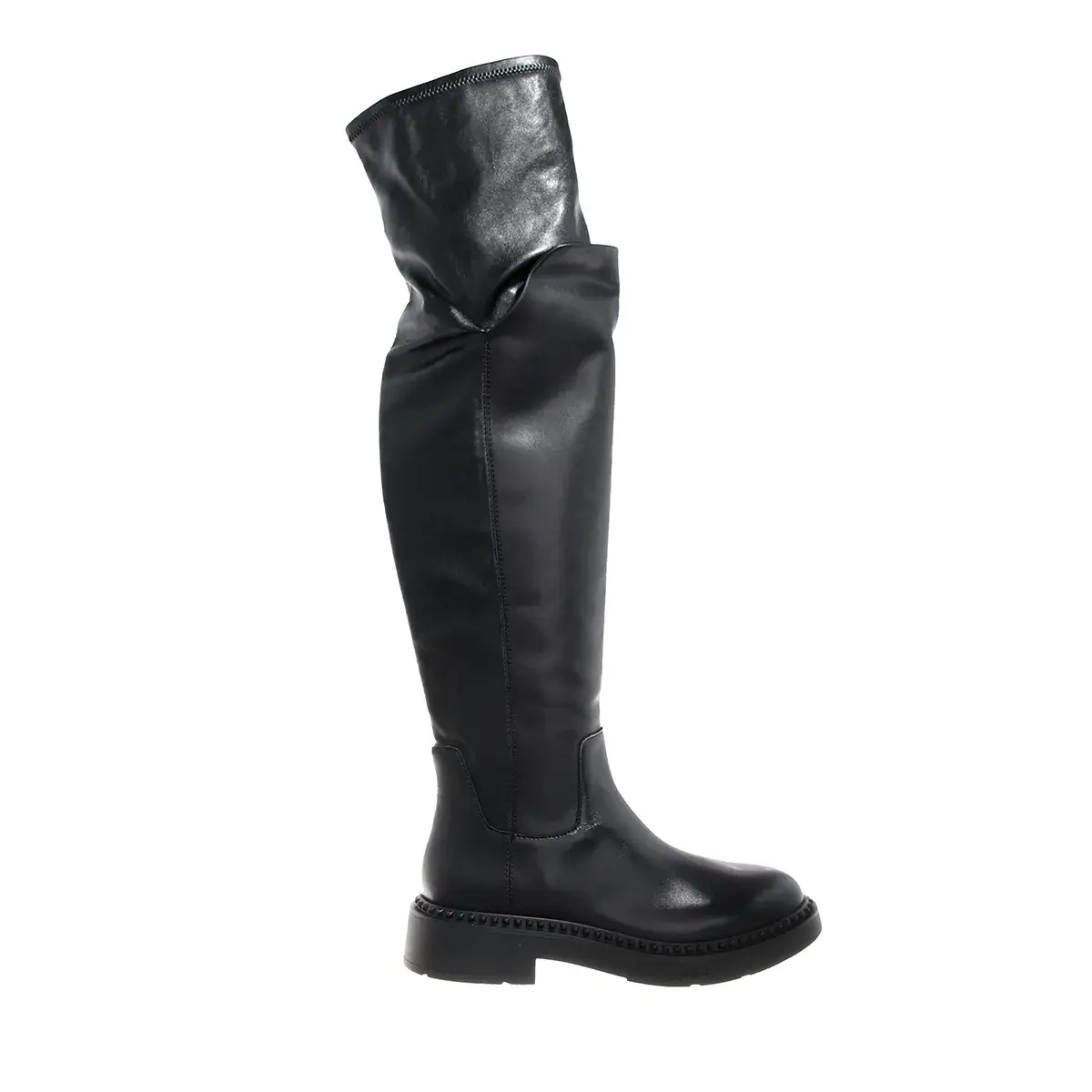 Schwarze Overknee-Lederstiefel