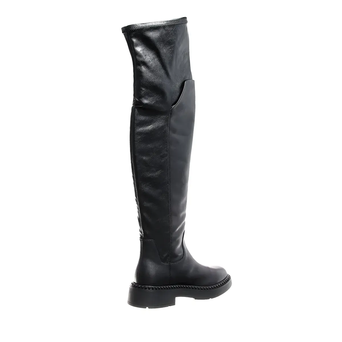 Schwarze Overknee-Lederstiefel