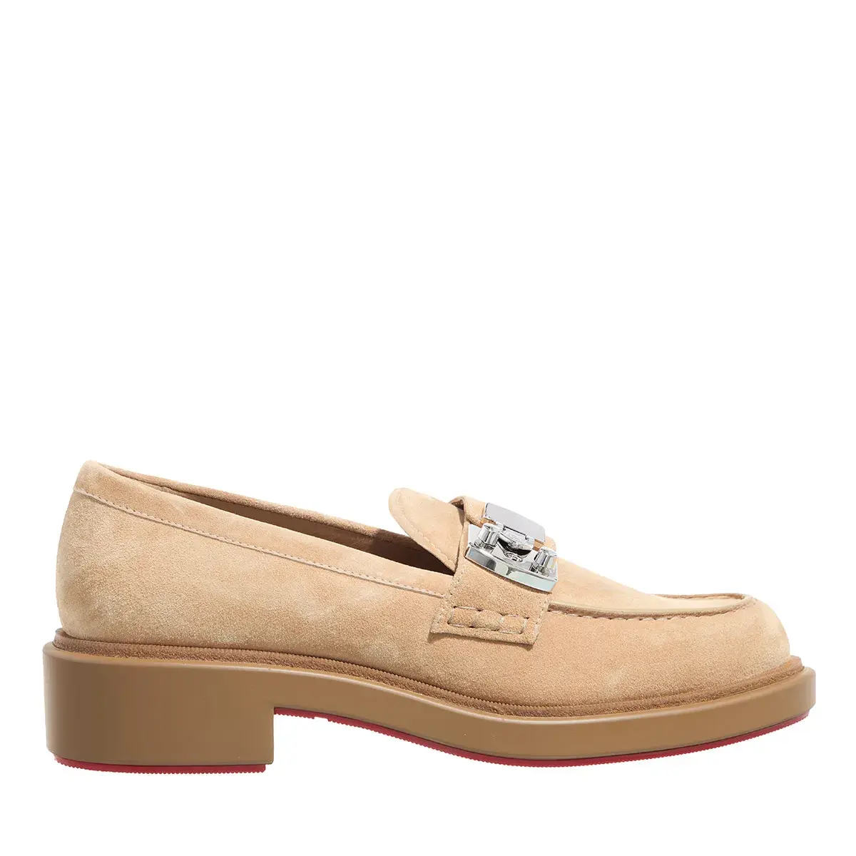 Beige Wildleder Loafer mit Schnallendetail