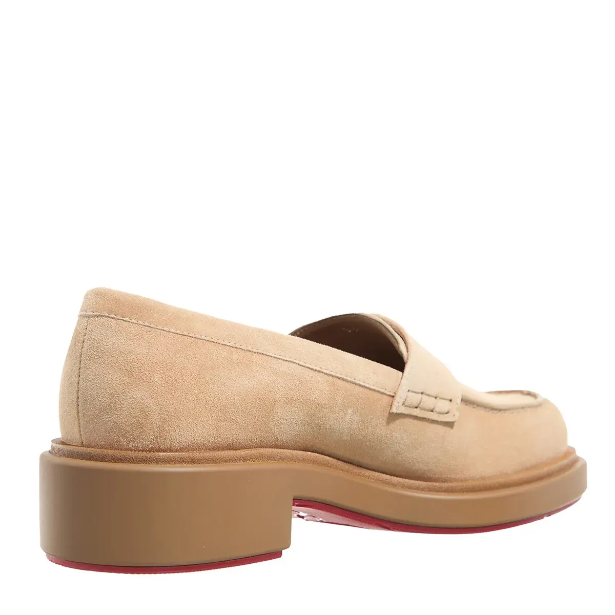 Beige Wildleder Loafer mit Schnallendetail