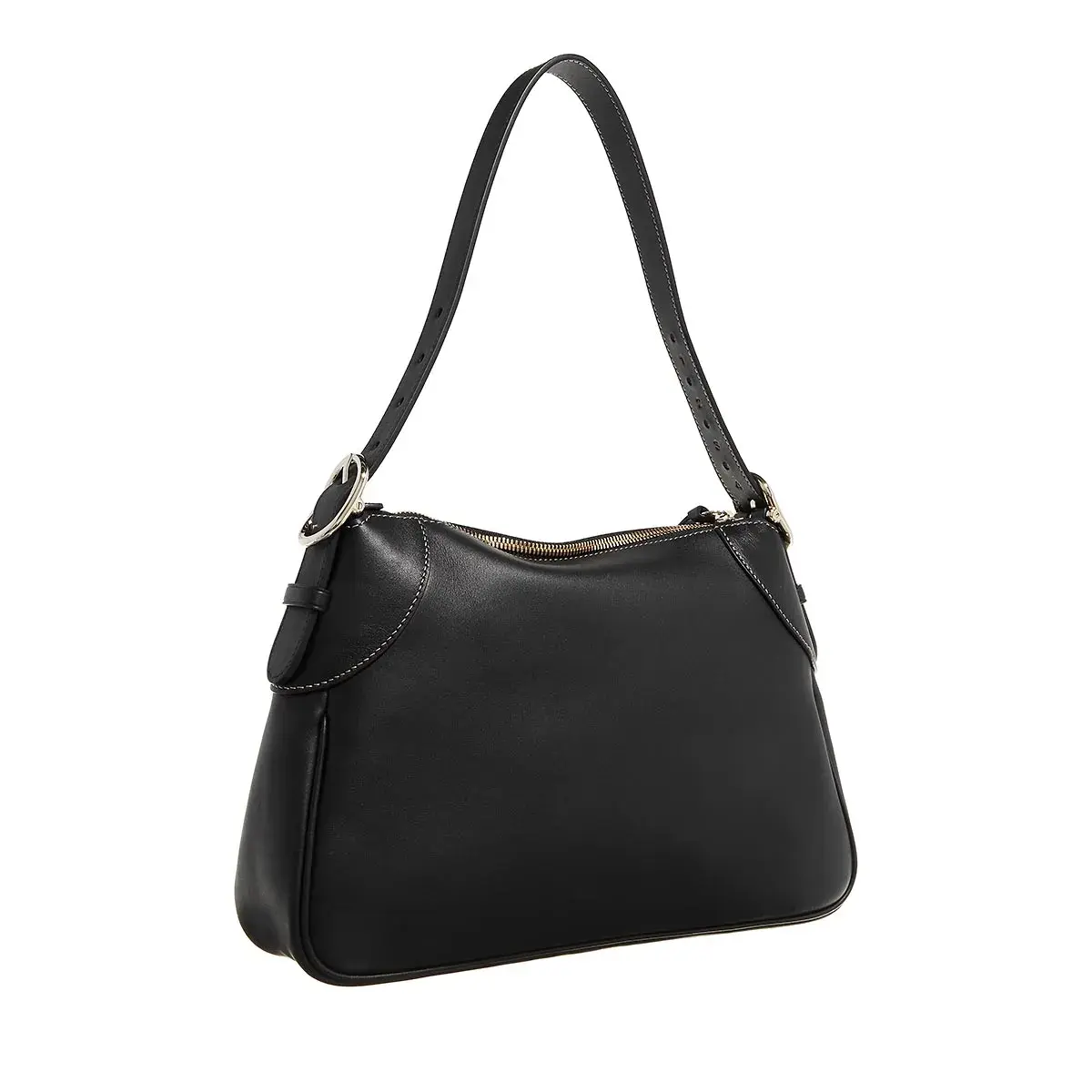 Klassische schwarze Leder Schultertasche