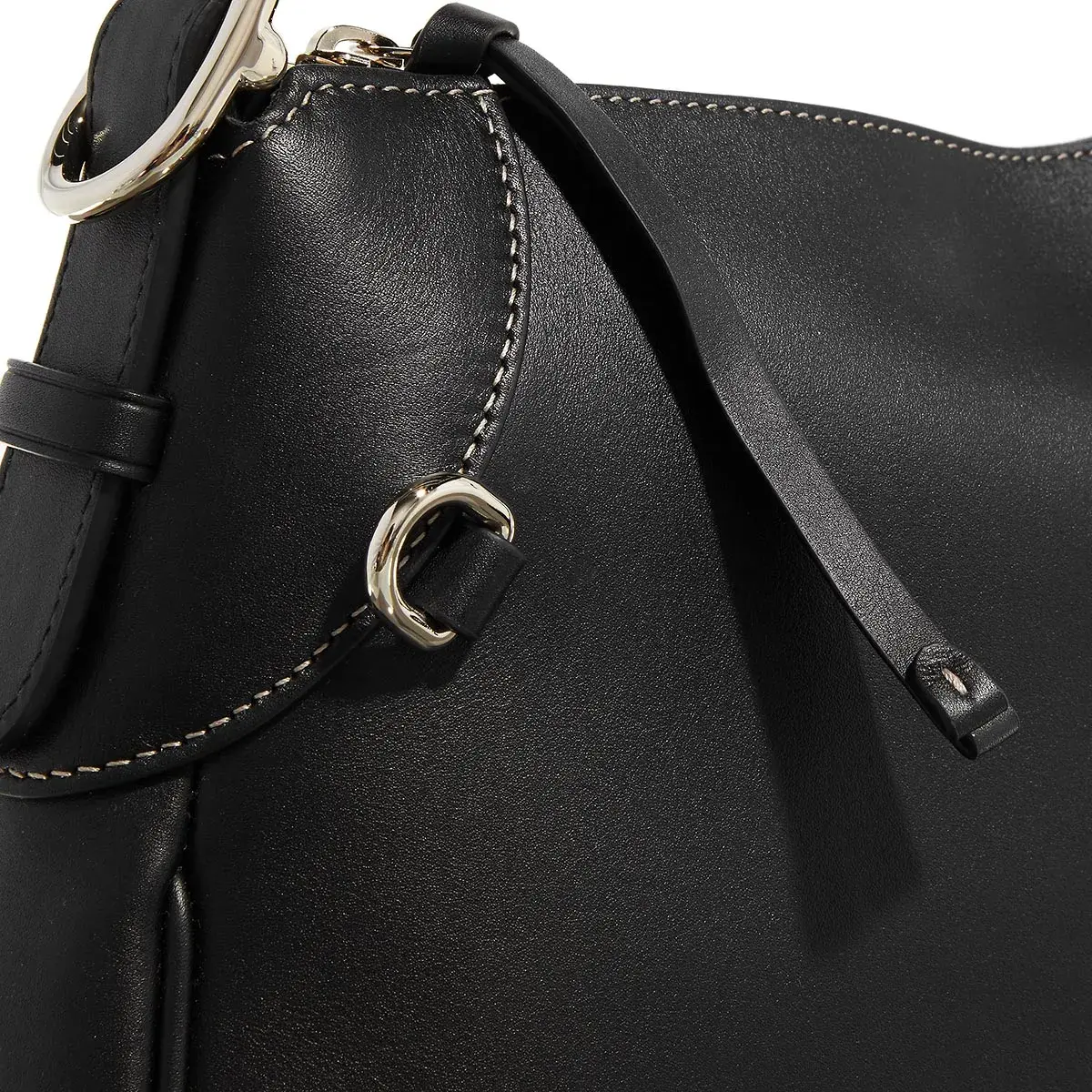 Klassische schwarze Leder Schultertasche