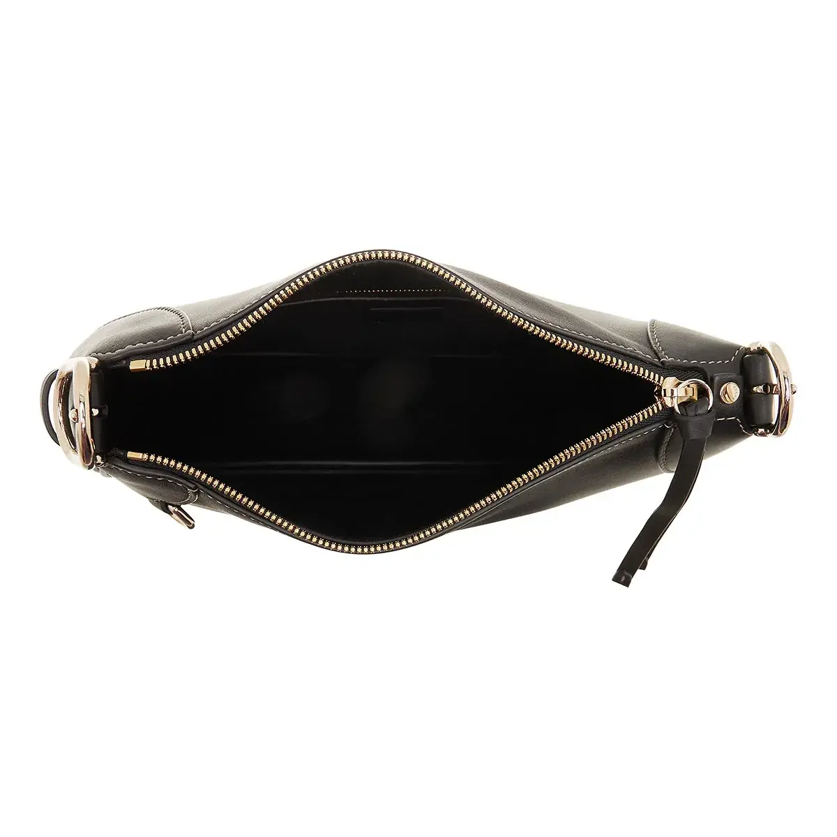Klassische schwarze Leder Schultertasche