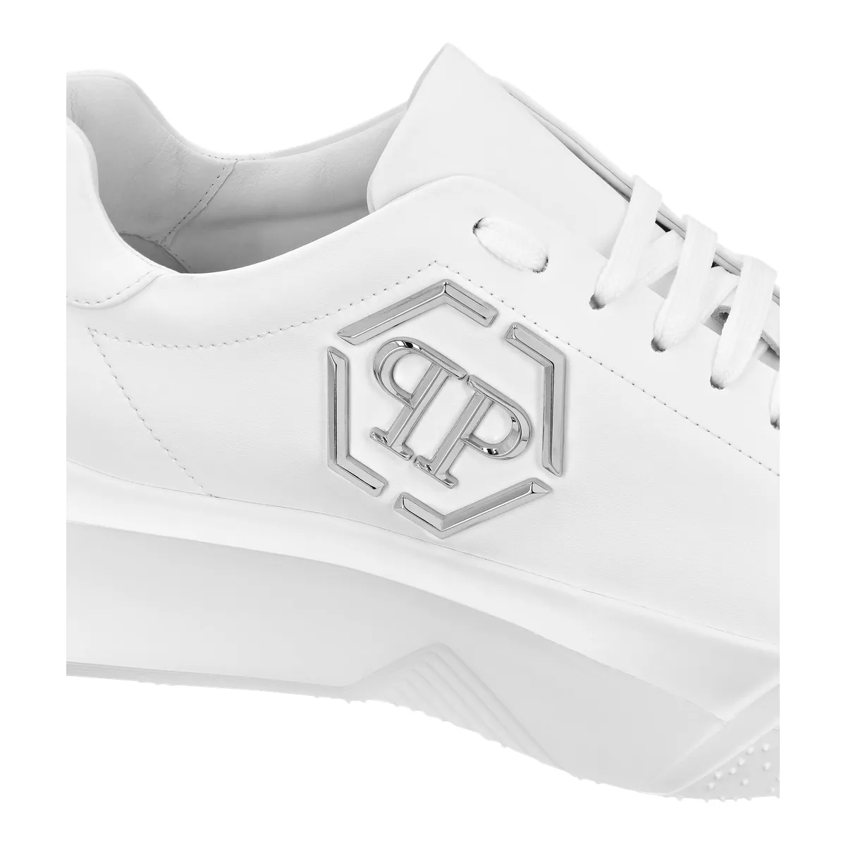 Weißer Leder Low-Top Sneaker Godzilla