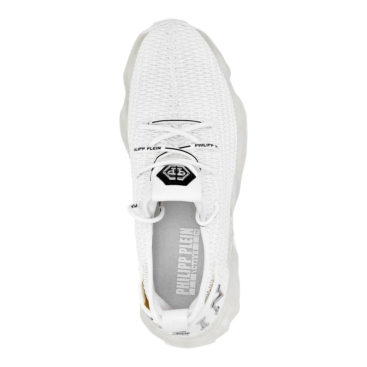 Weiße Stretch-Strick-Low-Top-Laufschuhe