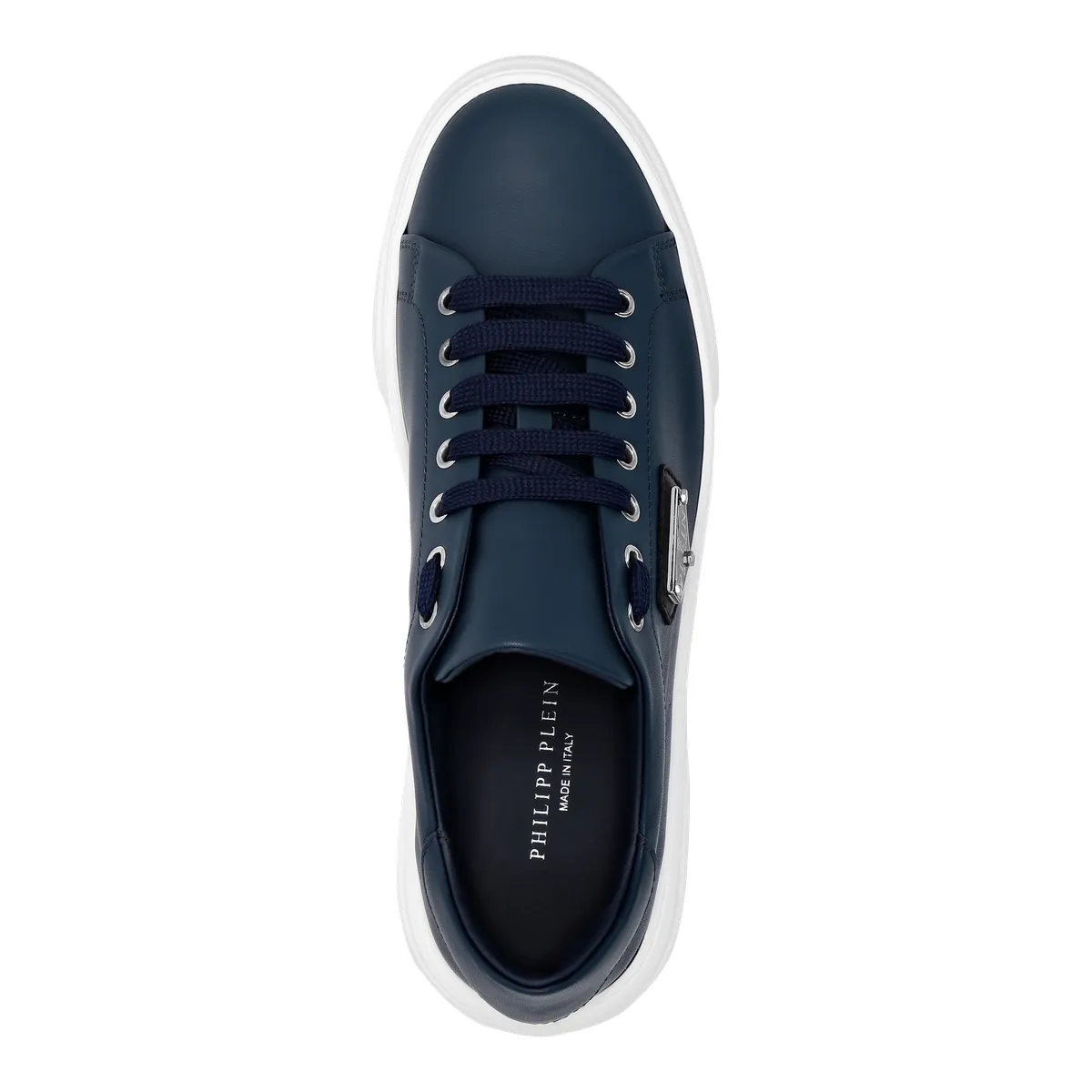 Blaue Leder-Sneaker mit niedrigem Schaft
