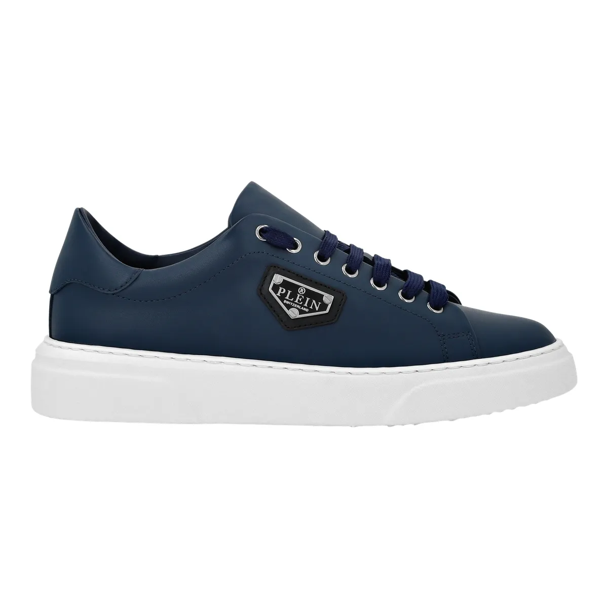 Blaue Leder-Sneaker mit niedrigem Schaft