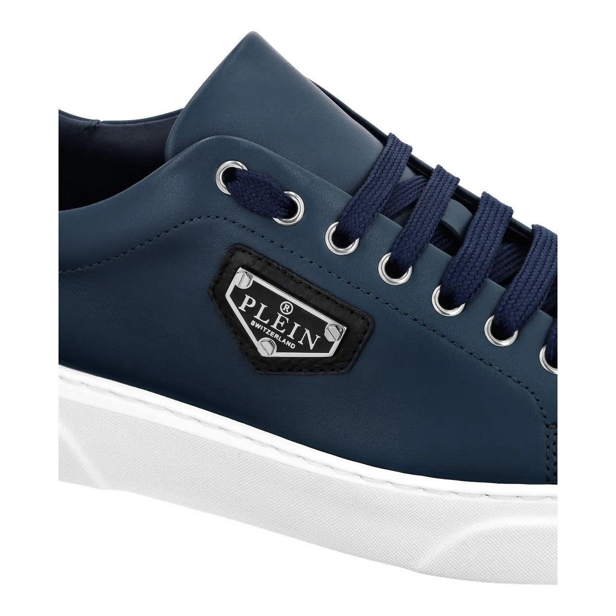 Blaue Leder-Sneaker mit niedrigem Schaft