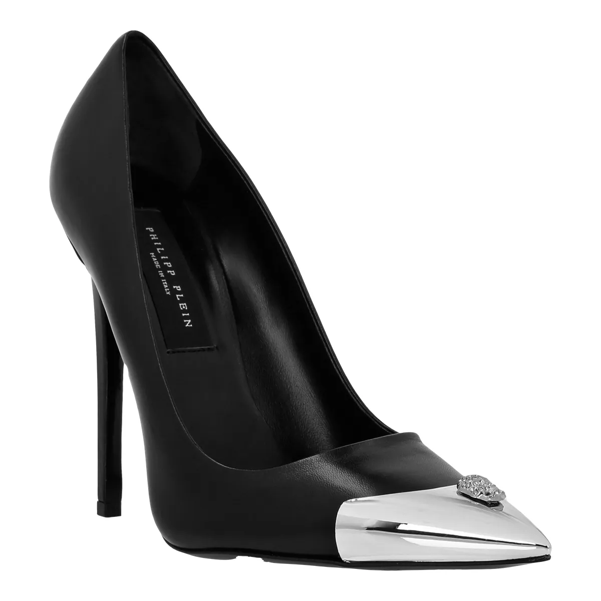 Pumps mit metallischer Spitze und Pfennigabsatz