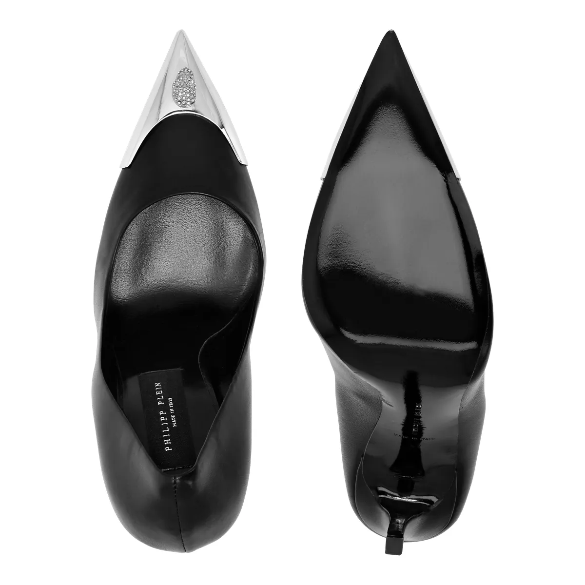 Pumps mit metallischer Spitze und Pfennigabsatz