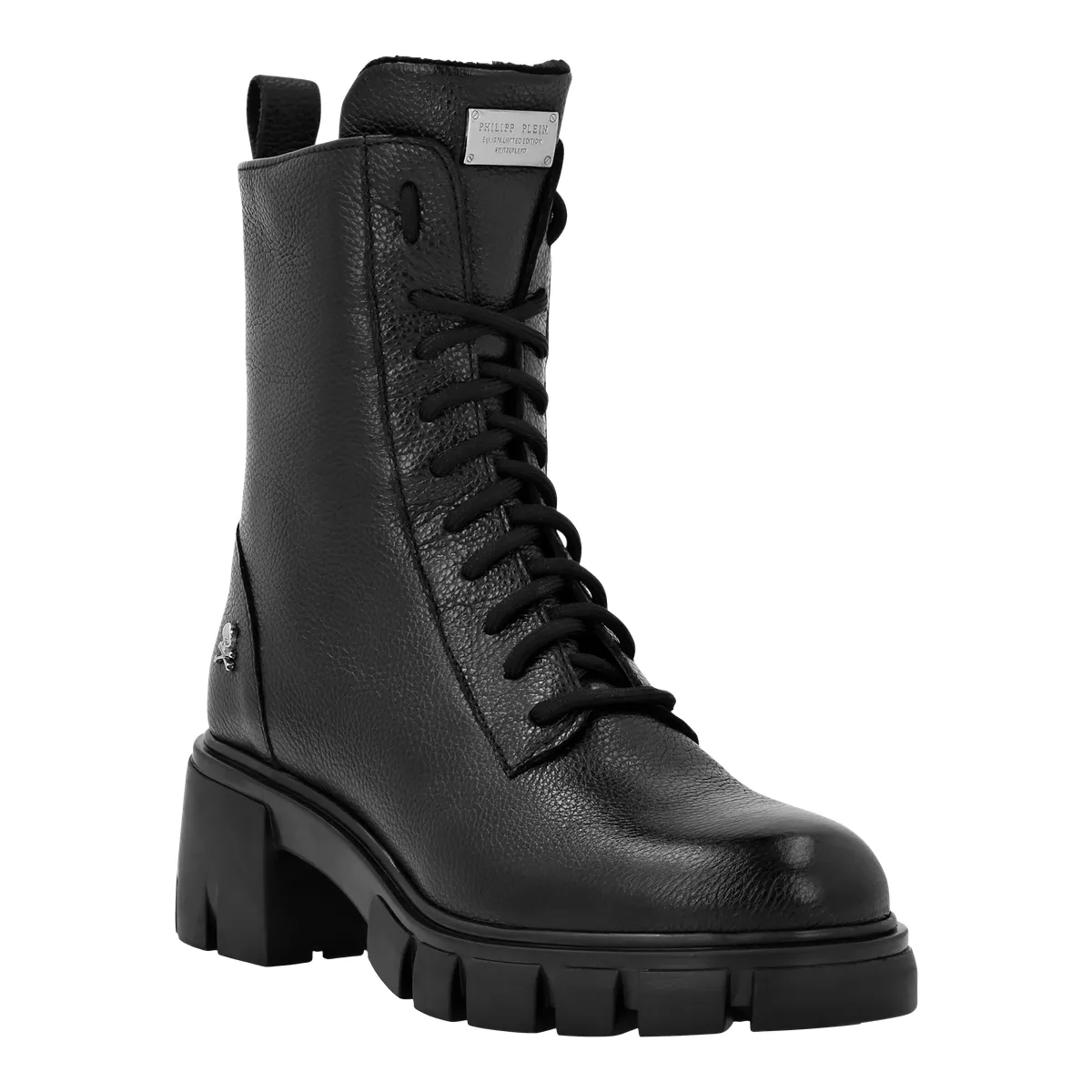 Schwarze Schnürstiefelette aus Leder