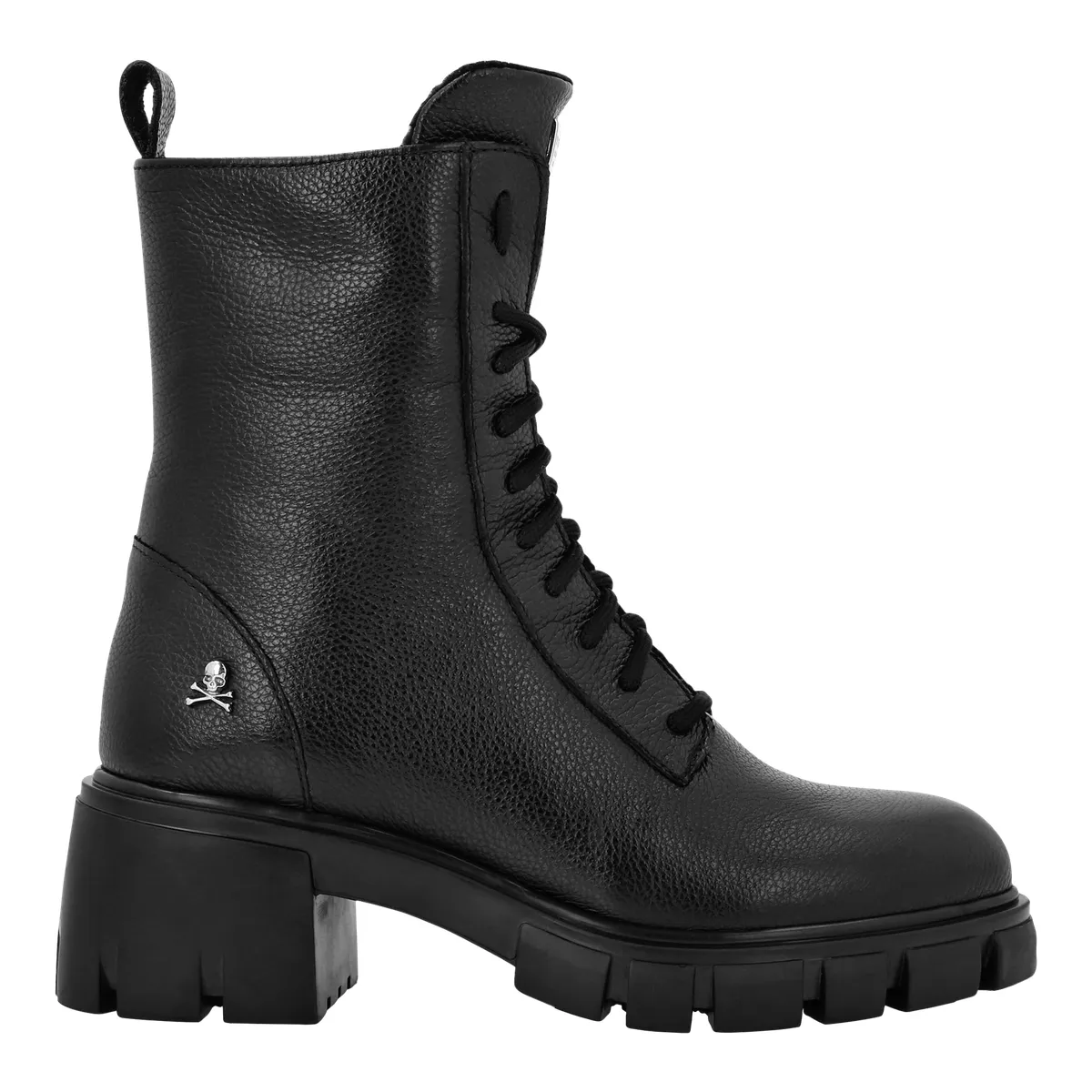Schwarze Schnürstiefelette aus Leder