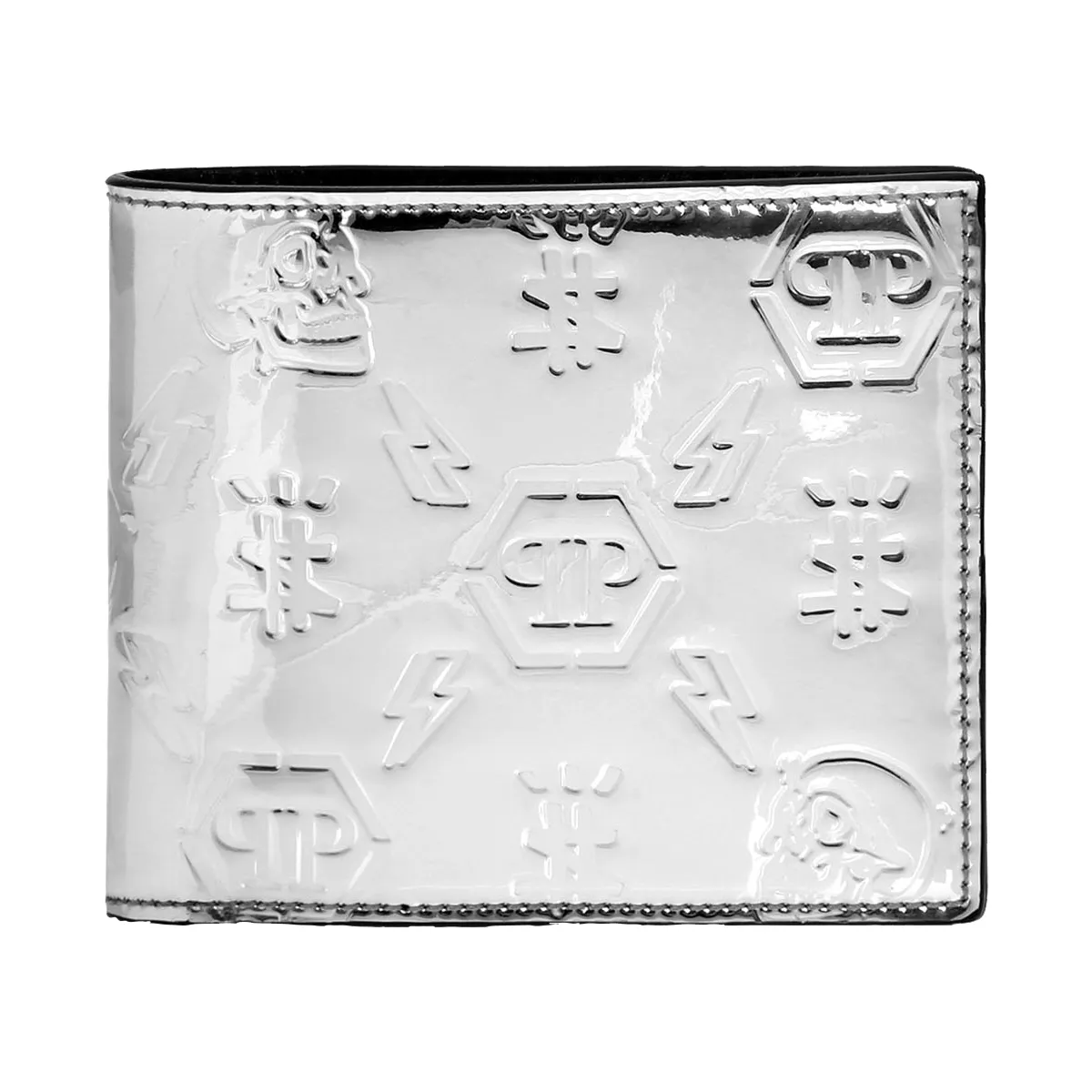 Silberne Monogramm geprägte Bifold Geldbörse