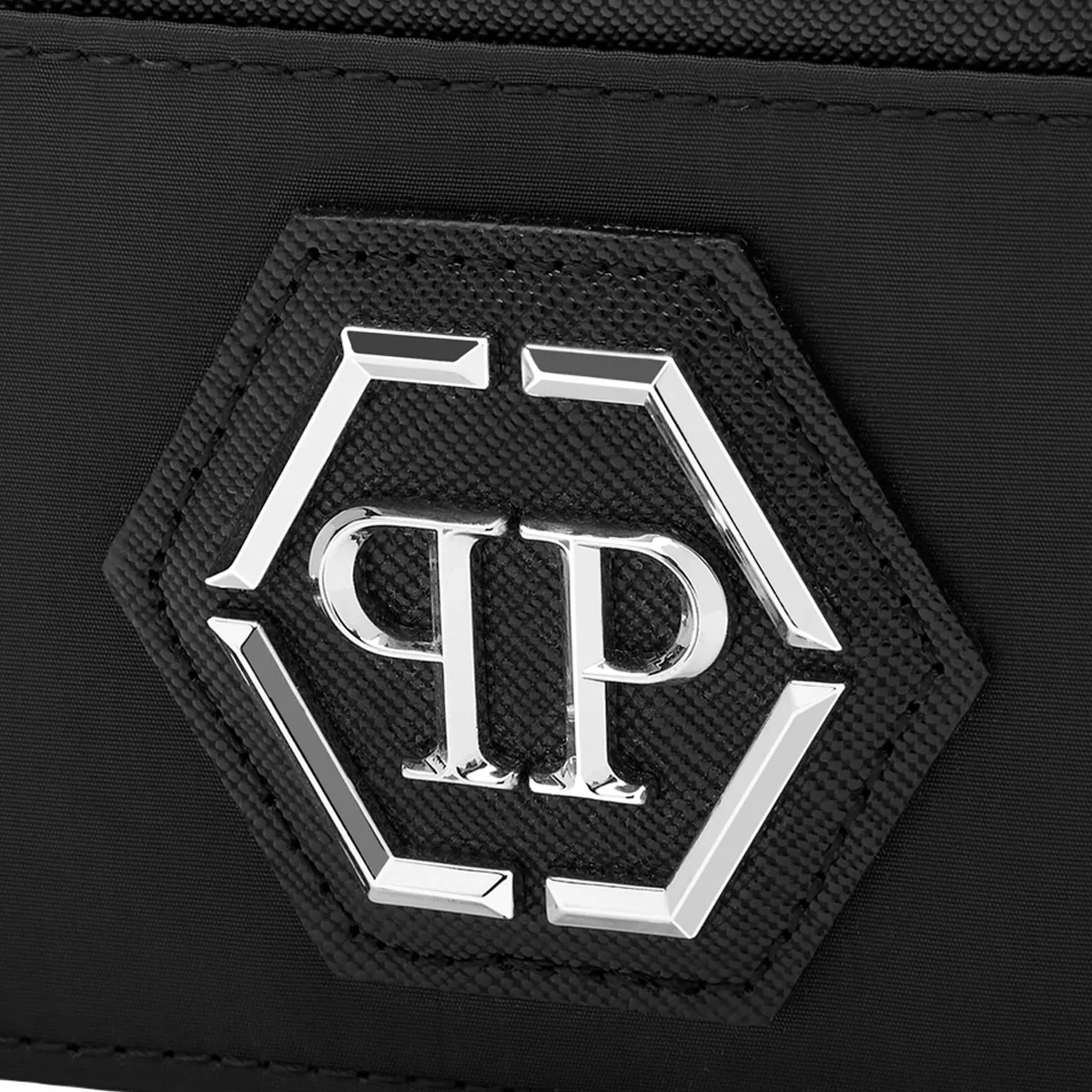 Minimalistischer schwarzer Kartenhalter Hexagon Logo