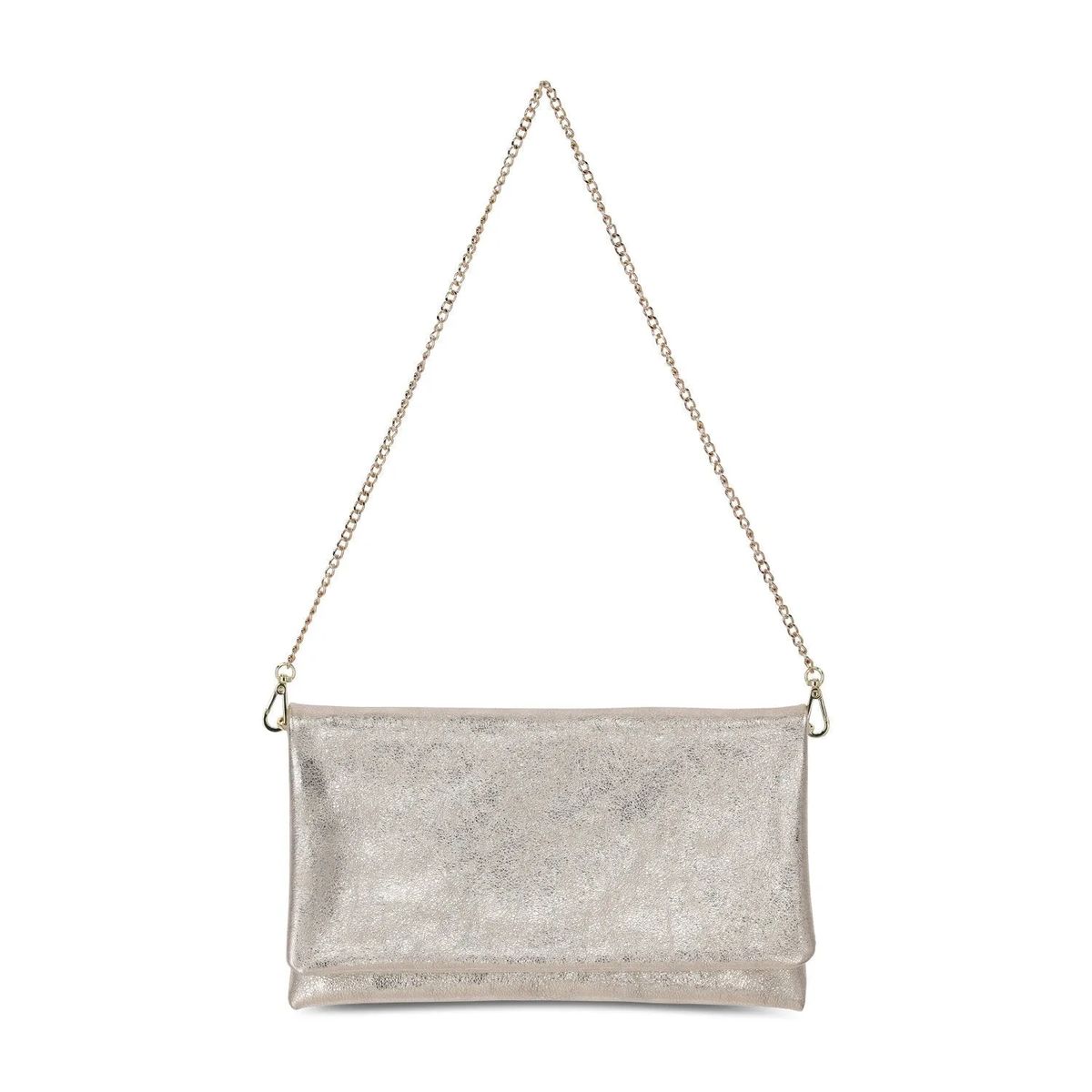 Metallic Leder Clutch mit Kettenriemen