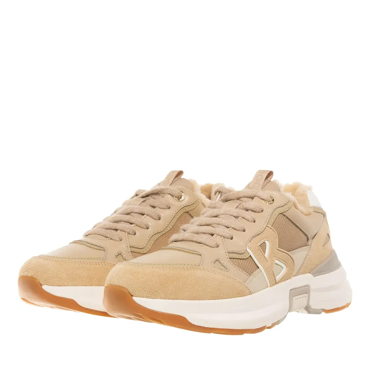 Beige Sneaker mit Shearling-Futter