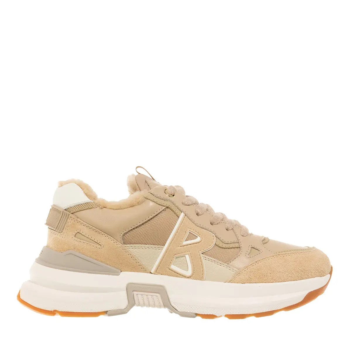 Beige Sneaker mit Shearling-Futter
