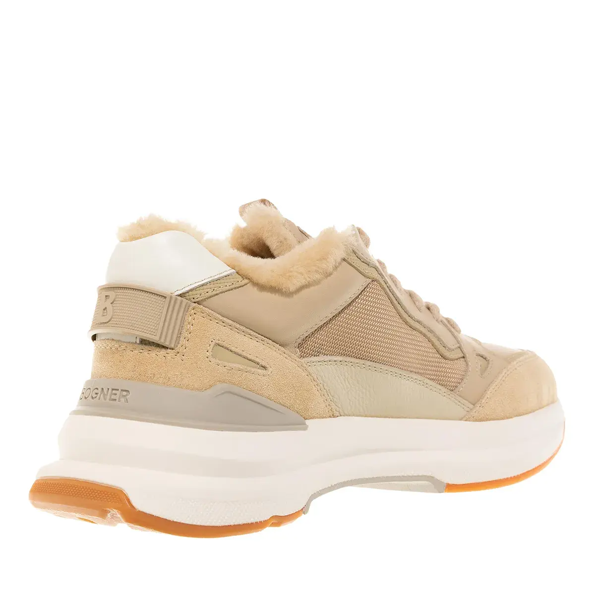 Beige Sneaker mit Shearling-Futter