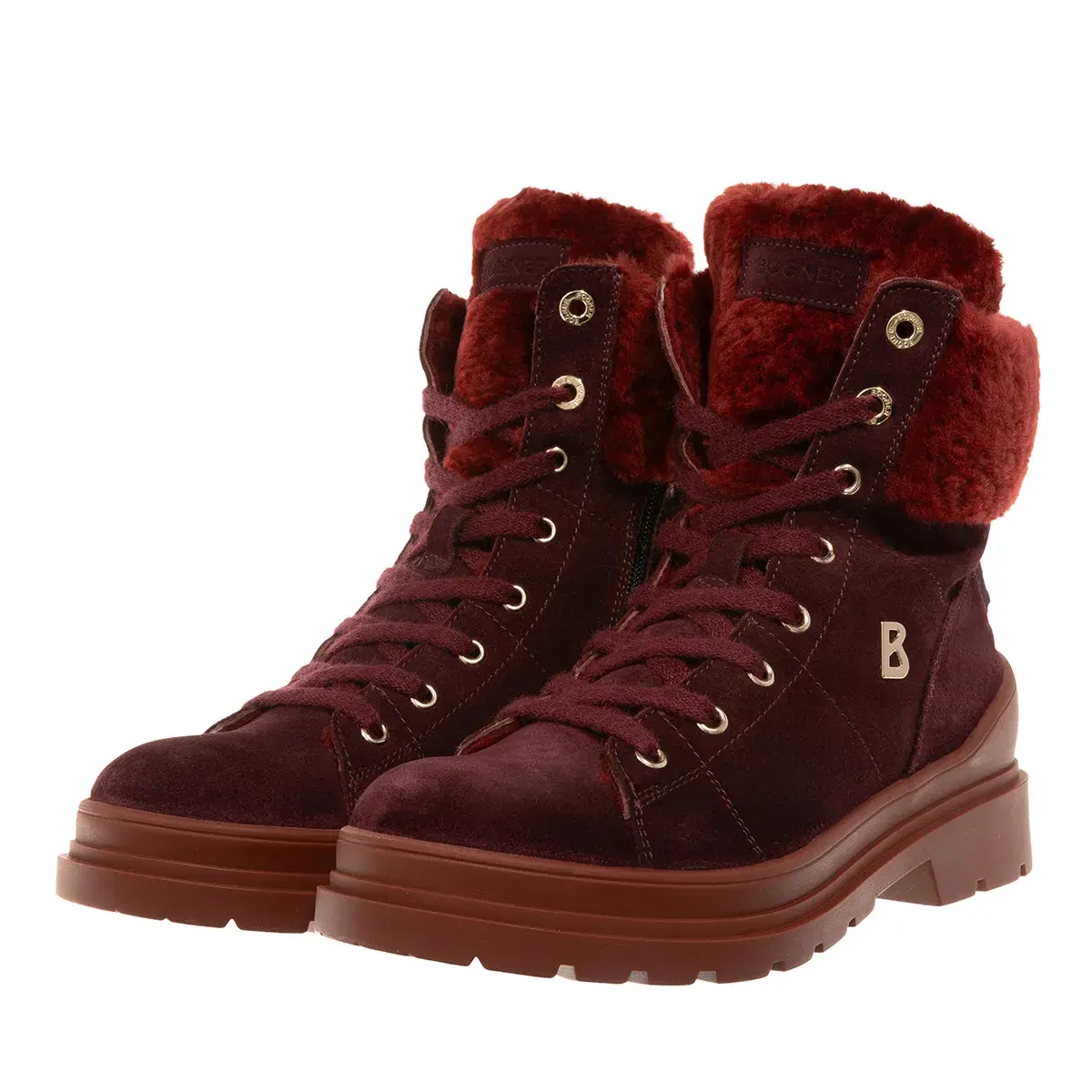 Wildleder-Stiefeletten mit Fellbesatz