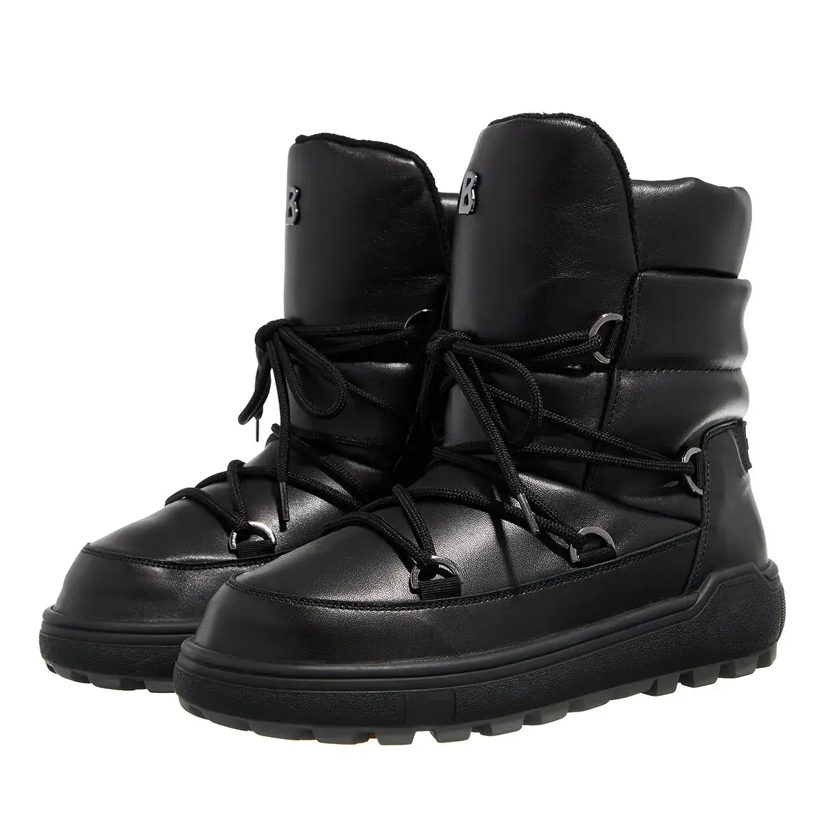 Schwarze Winter-Schneestiefel aus Leder