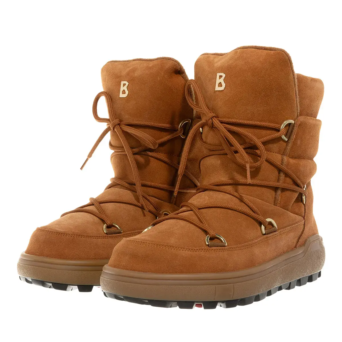 Cognacbraune Wildleder-Winterstiefel