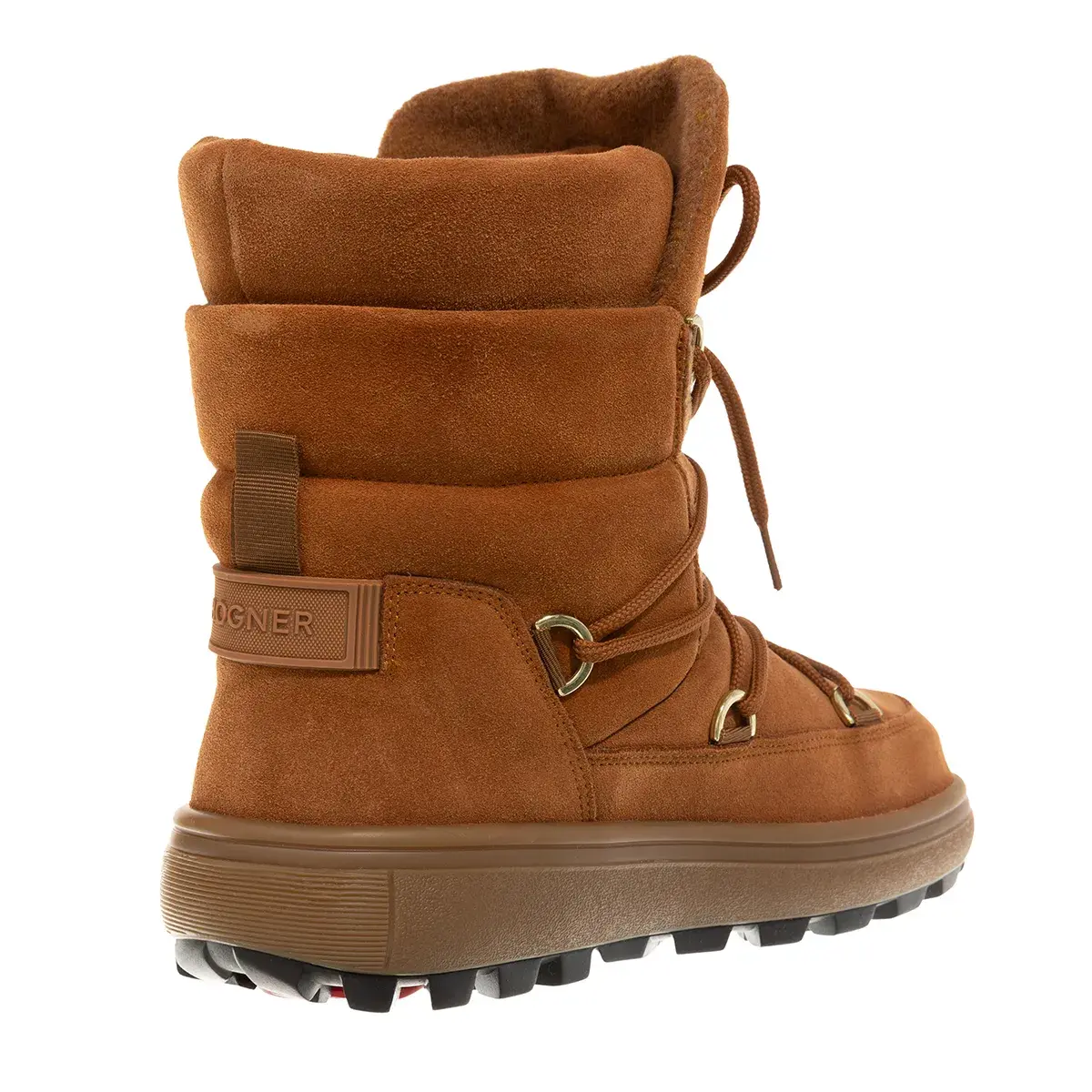 Cognacbraune Wildleder-Winterstiefel