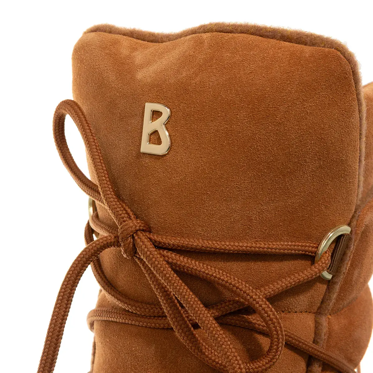 Cognacbraune Wildleder-Winterstiefel