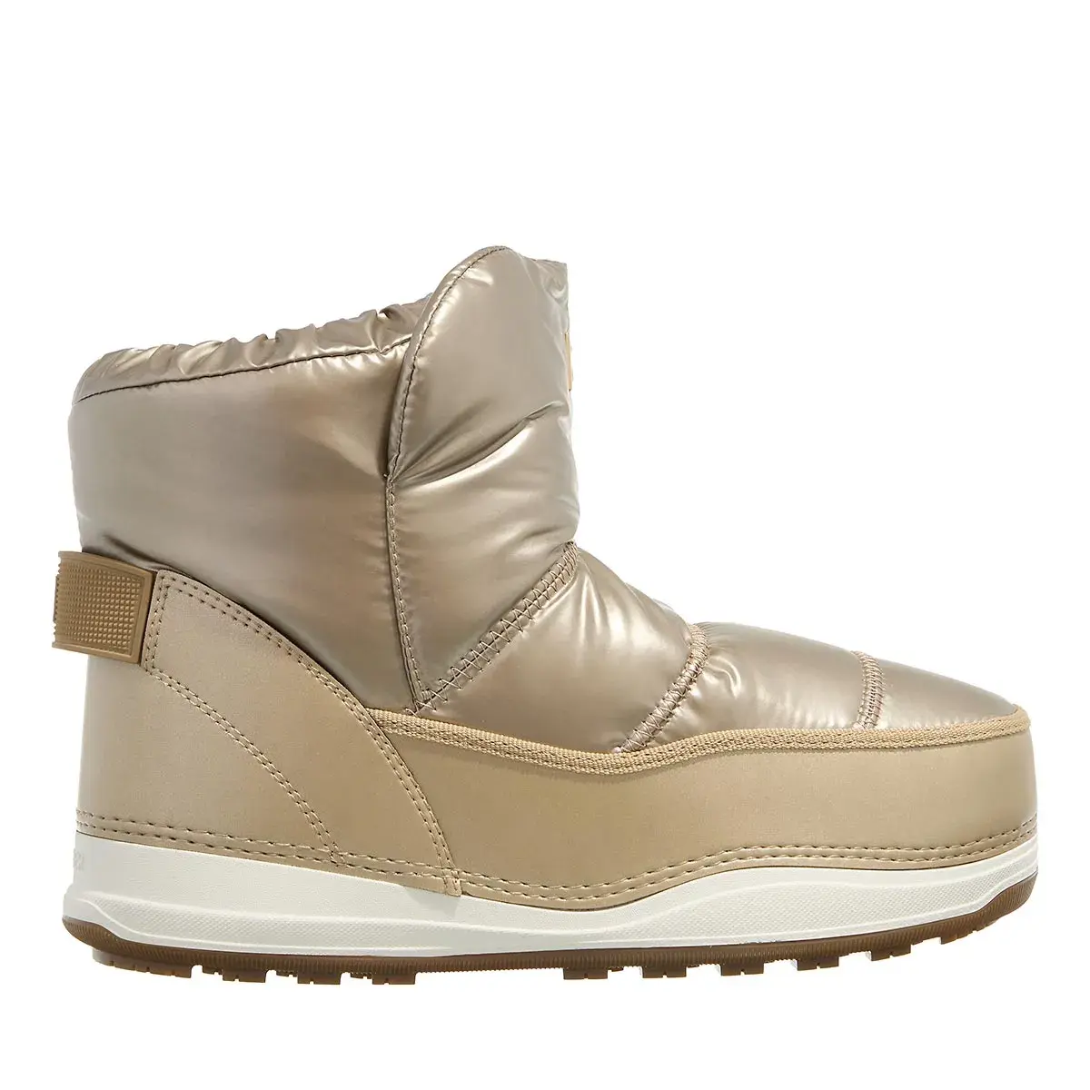 Gepolsterte Metallic-Winterstiefel in Champagner