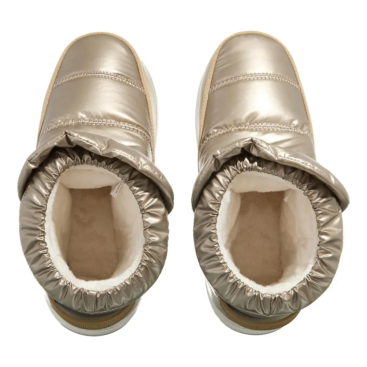 Gepolsterte Metallic-Winterstiefel in Champagner