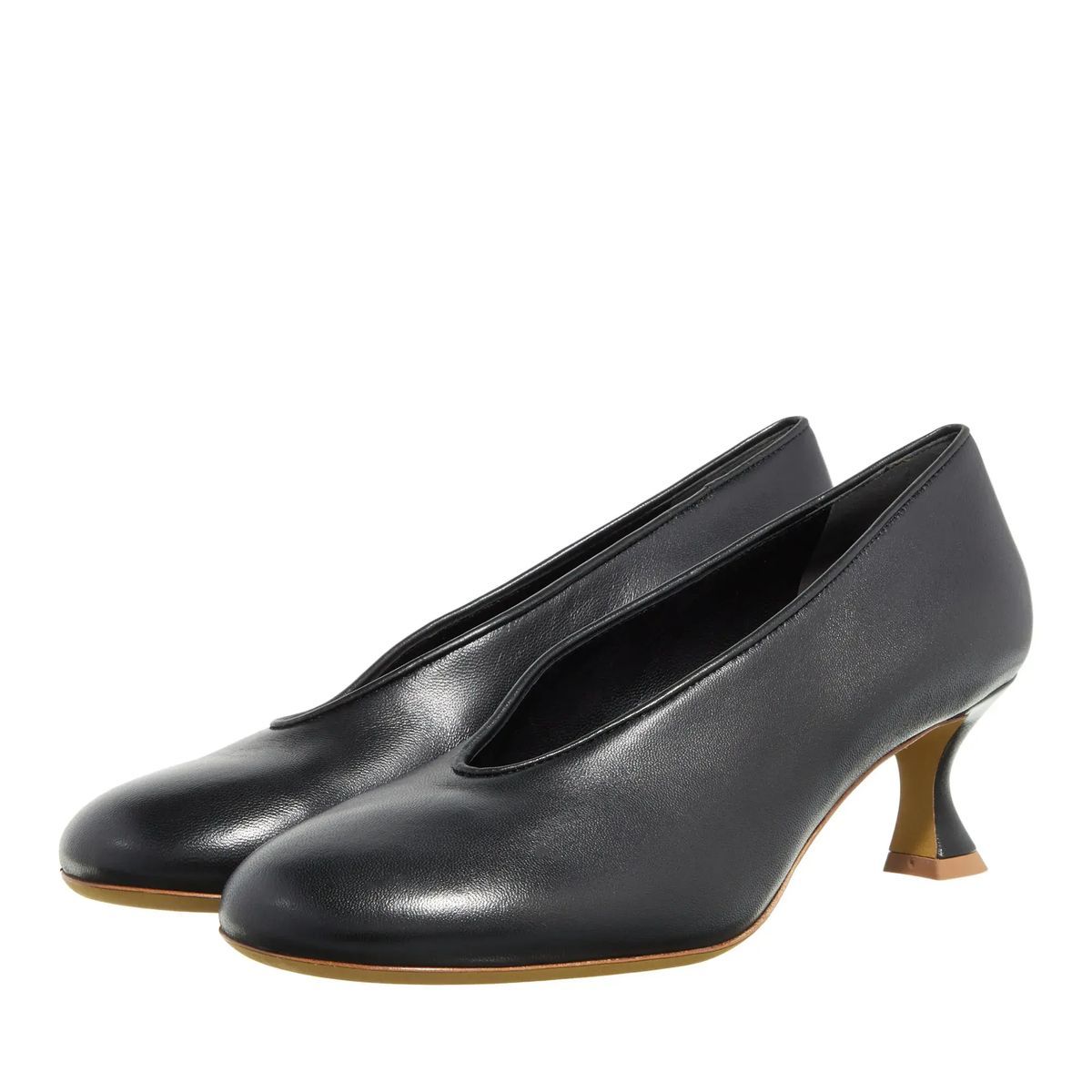 Schwarze Leder Pumps mit Absatz