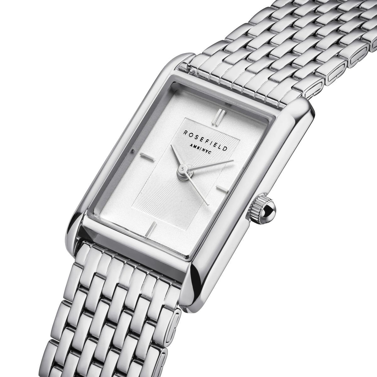 Rechteckige Armbanduhr aus Edelstahl