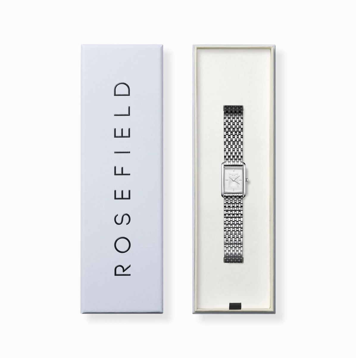 Rechteckige Armbanduhr aus Edelstahl
