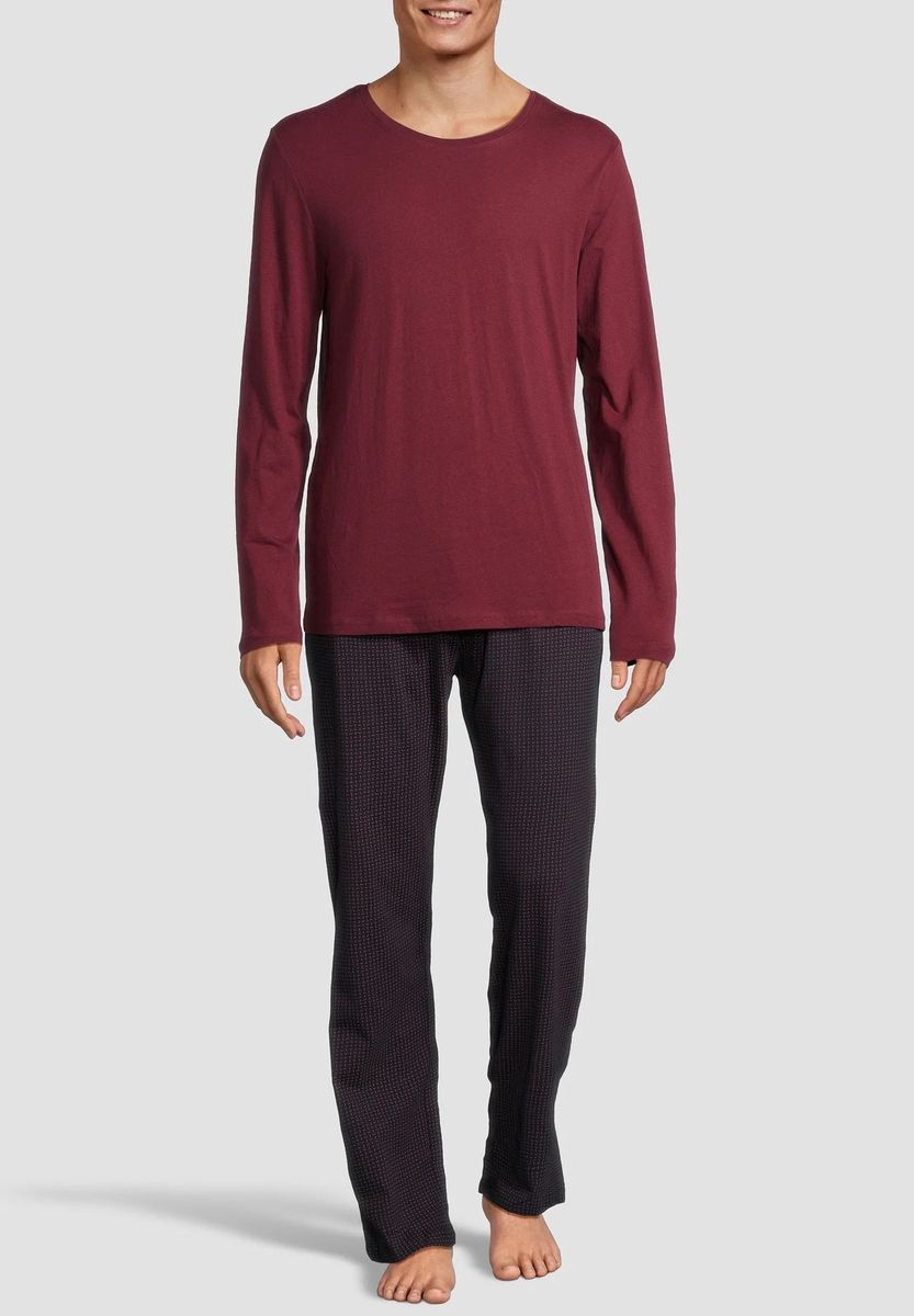 Herren Baumwoll Langarm Schlafanzug Set