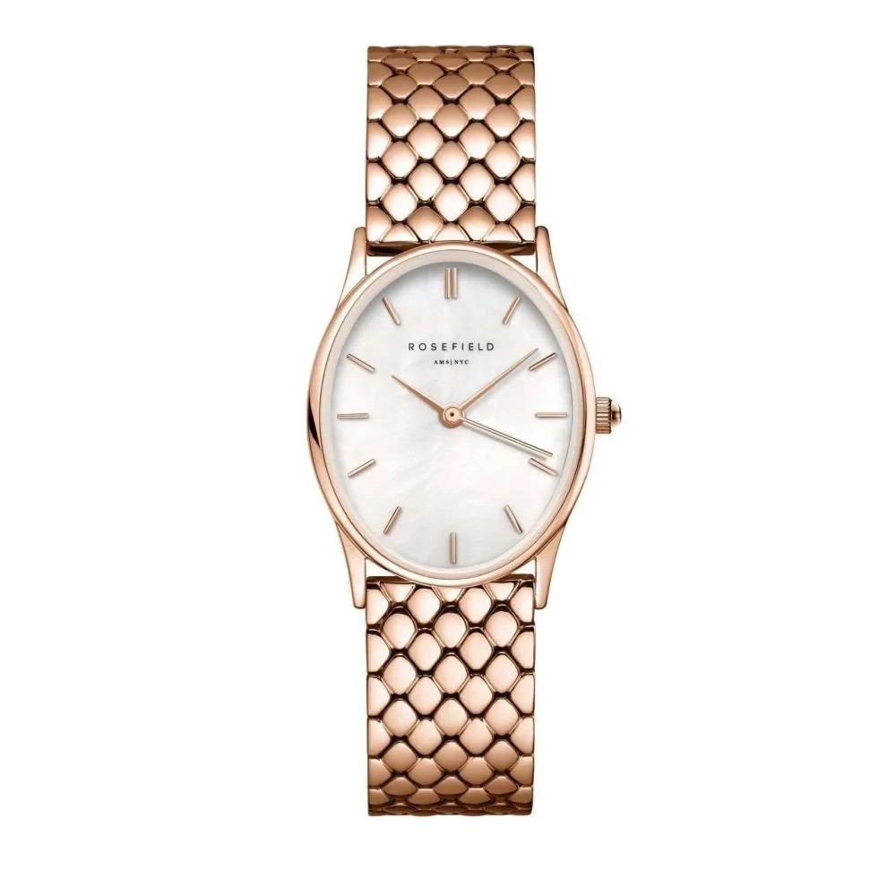 Ovale Roségold Mesh Armbanduhr