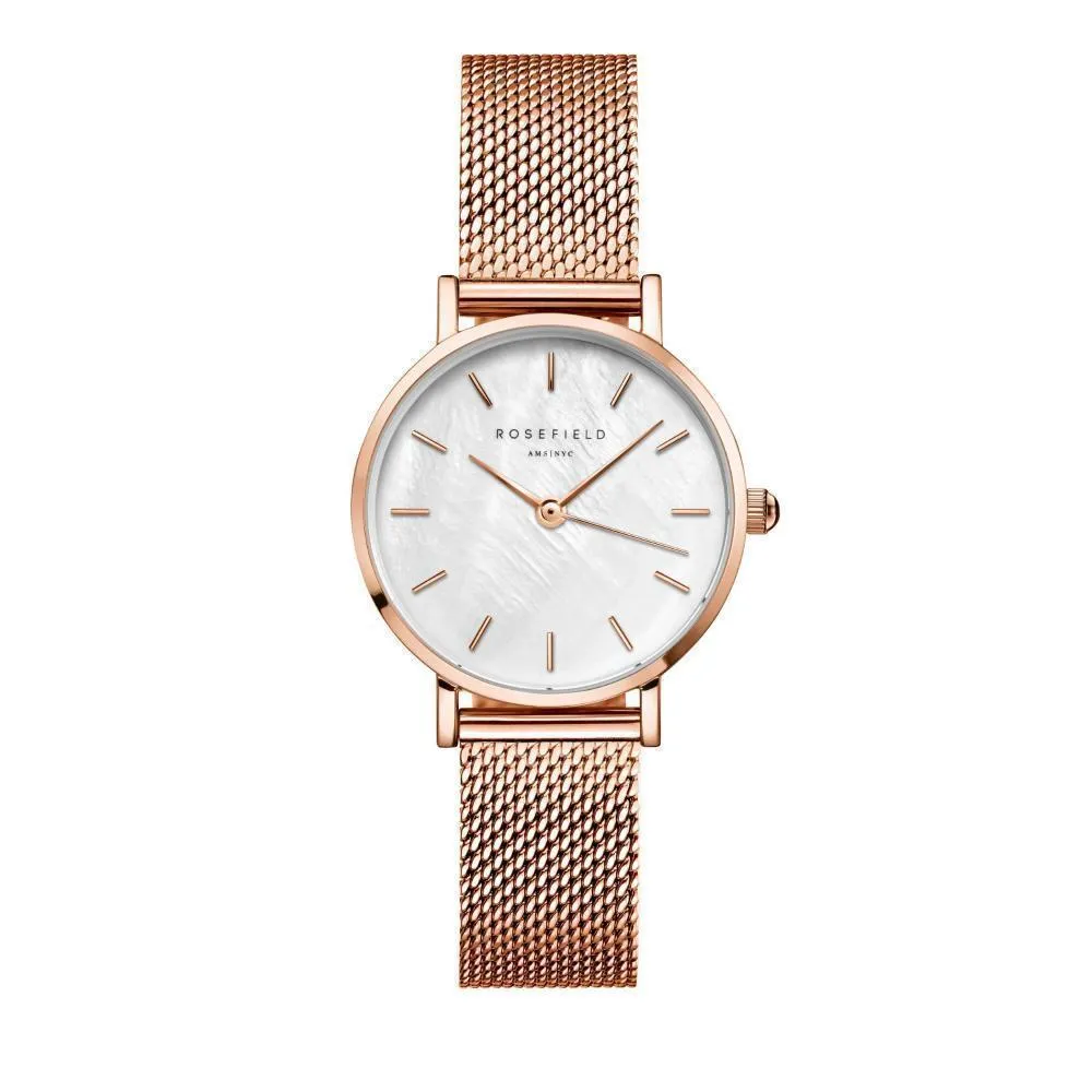 Rosegoldene Mesh-Armbanduhr