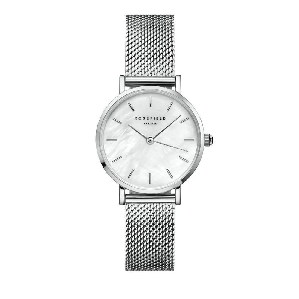 Silberfarbene Mesh-Armbanduhr