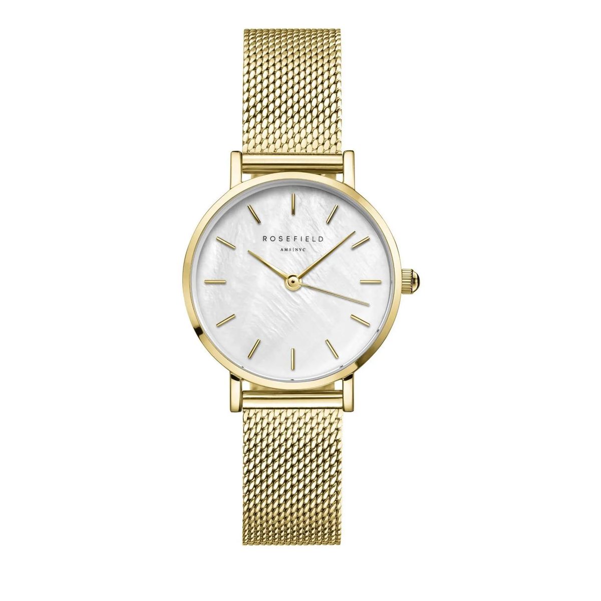 Gold Damenarmbanduhr mit Mesh-Armband