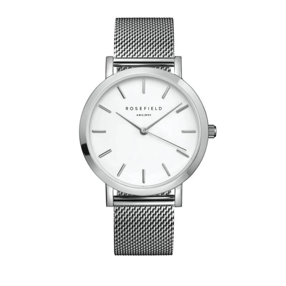 Minimalistische silberne Mesh Damenuhr